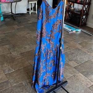 NWT Anthropologie Plus 1X Blue and Brown Dress